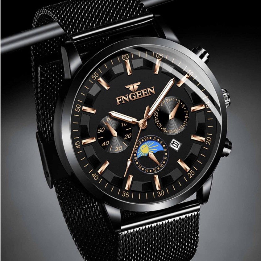 Đồng hồ nam FNGEEN chính hãng, dây thép nhuyễn lịch lãm sang trọng, siêu giảm giá, lên tay cực đẹp ( Mã: AF21 )