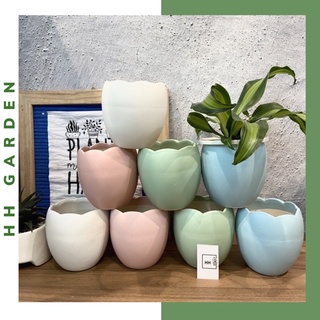 Chậu hình trứng, Size nhỏ 10x10cm, chậu trồng cây để bàn gốm sứ Bát Tràng