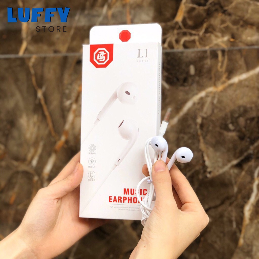 Tai nghe điện thoại L1 jack 3.5mm dùng được cho tất cả dòng máy - Âm thanh cực đỉnh - Hỗ trợ đàm thoại