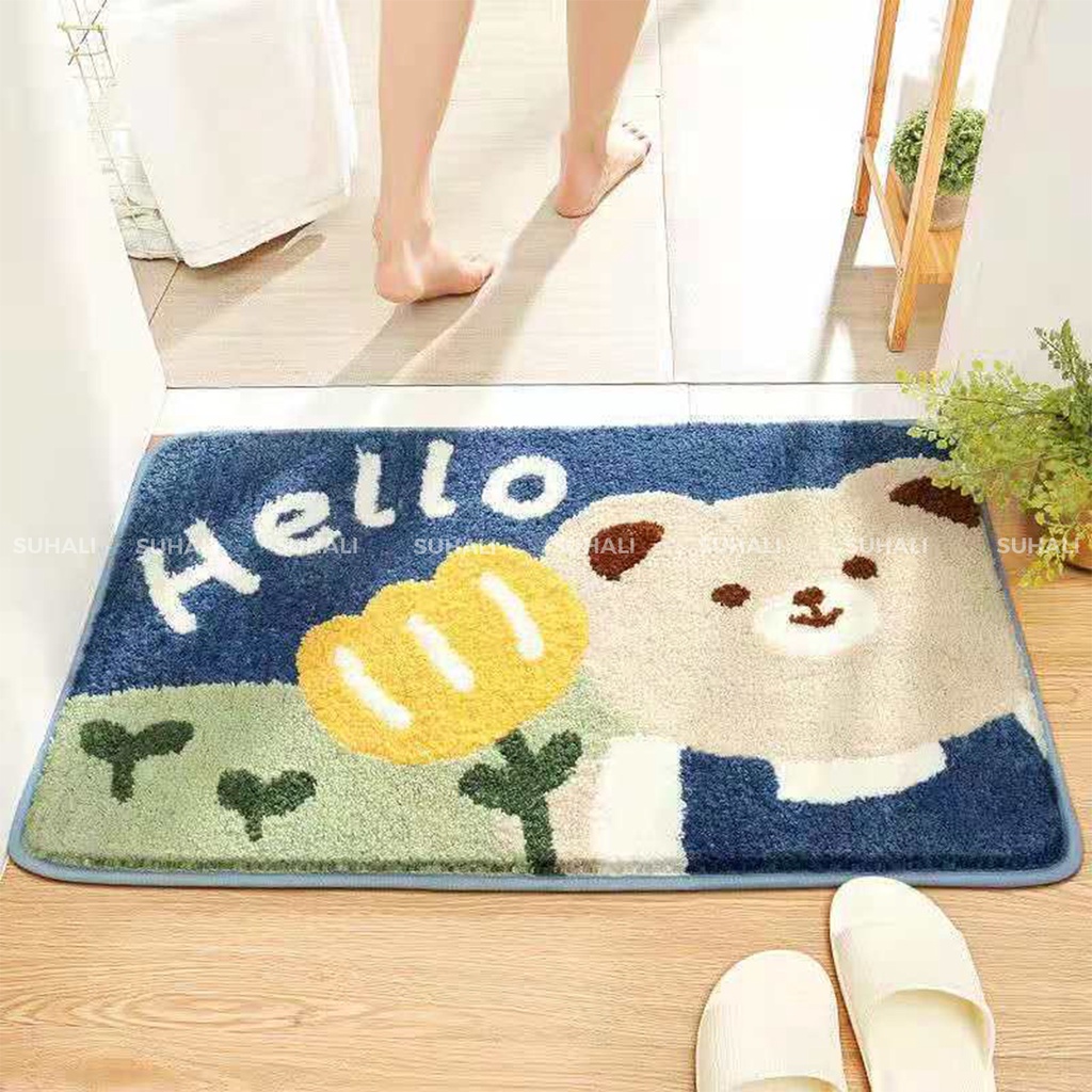 Thảm chân lông cừu SUHALI kích thước 40x60cm siêu thấm hút và mềm mại