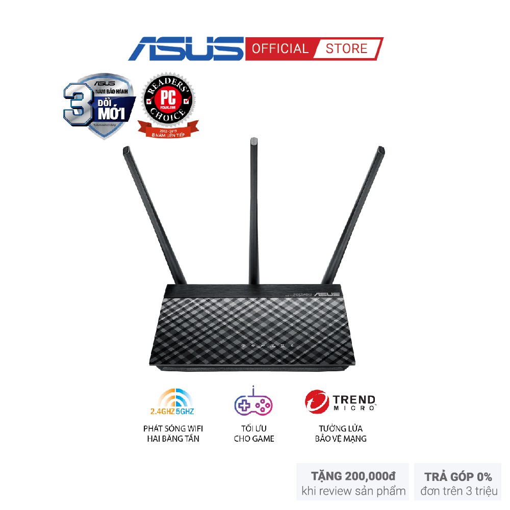 Bộ định tuyến Router Wifi ASUS RT-AC53 Hai băng tần AC