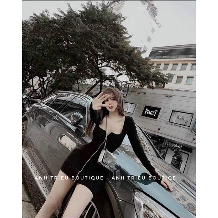 Váy Ôm Body Khóa Thun Zip Hàn Quốc Siêu Co Dãn Cao Cấp | BigBuy360 - bigbuy360.vn