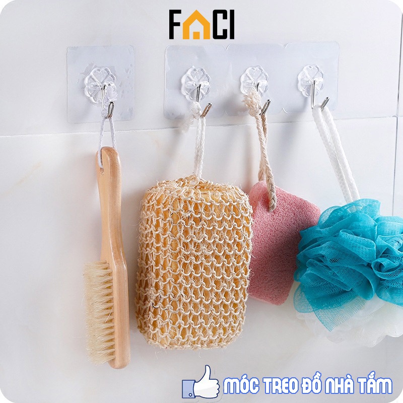 Móc dán tường trong suốt siêu dính chịu lực treo đồ, quần áo, móc treo nhà tắm nhà bếp