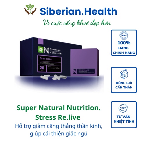 [ Siêu hỗ trợ não ] Thực phẩm bảo vệ sức khỏe Siberian Super Natural Nutrition. Stress Re.live – 20 gói 2 viên và 3 viên