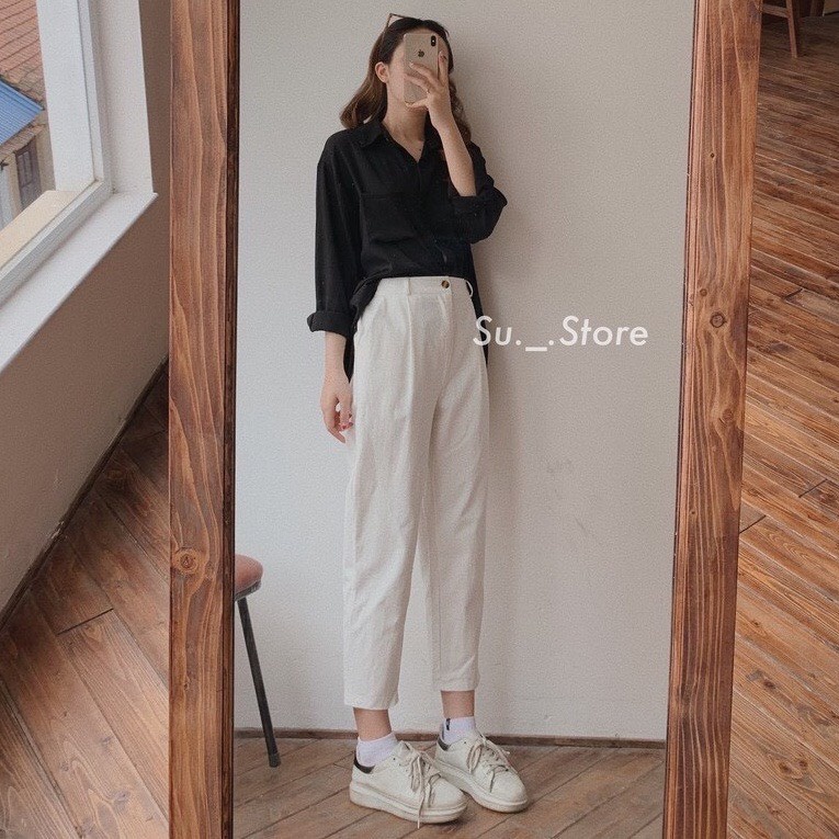 Quần baggy kaki hai màu đen trắng Thời Trang Giá Xưởng official