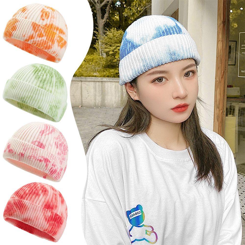 Mũ Beanie Dệt Kim Màu Trơn Dễ Thương Cho Nữ