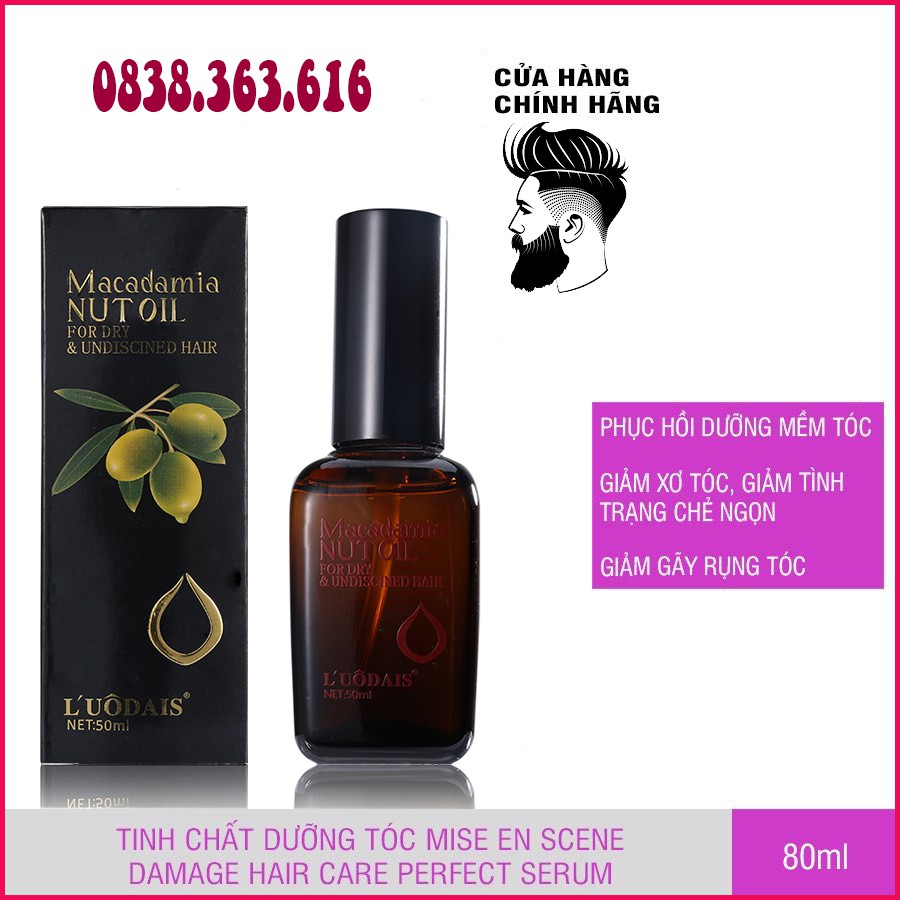 Tinh dầu dưỡng tóc bóng khỏe dành cho tóc khô xơ/ hư tổn MACADAMIA NUT OIL 50ML ( olive ) CẢ NAM VÀ NỮ ĐỀU DÙNG ĐƯỢC