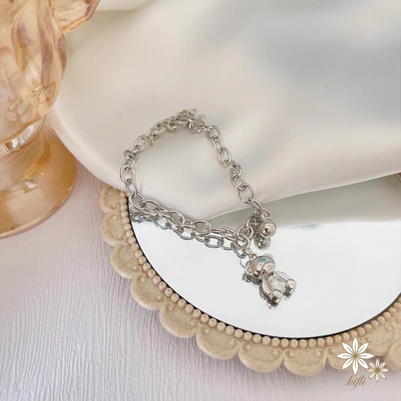 Vòng Đeo Tay Bằng Hợp Kim Kim Loại Hình Gấu Xấu Tối Giản Nhật Bản Và Hàn Quốc INS cold wind Cho Nữ