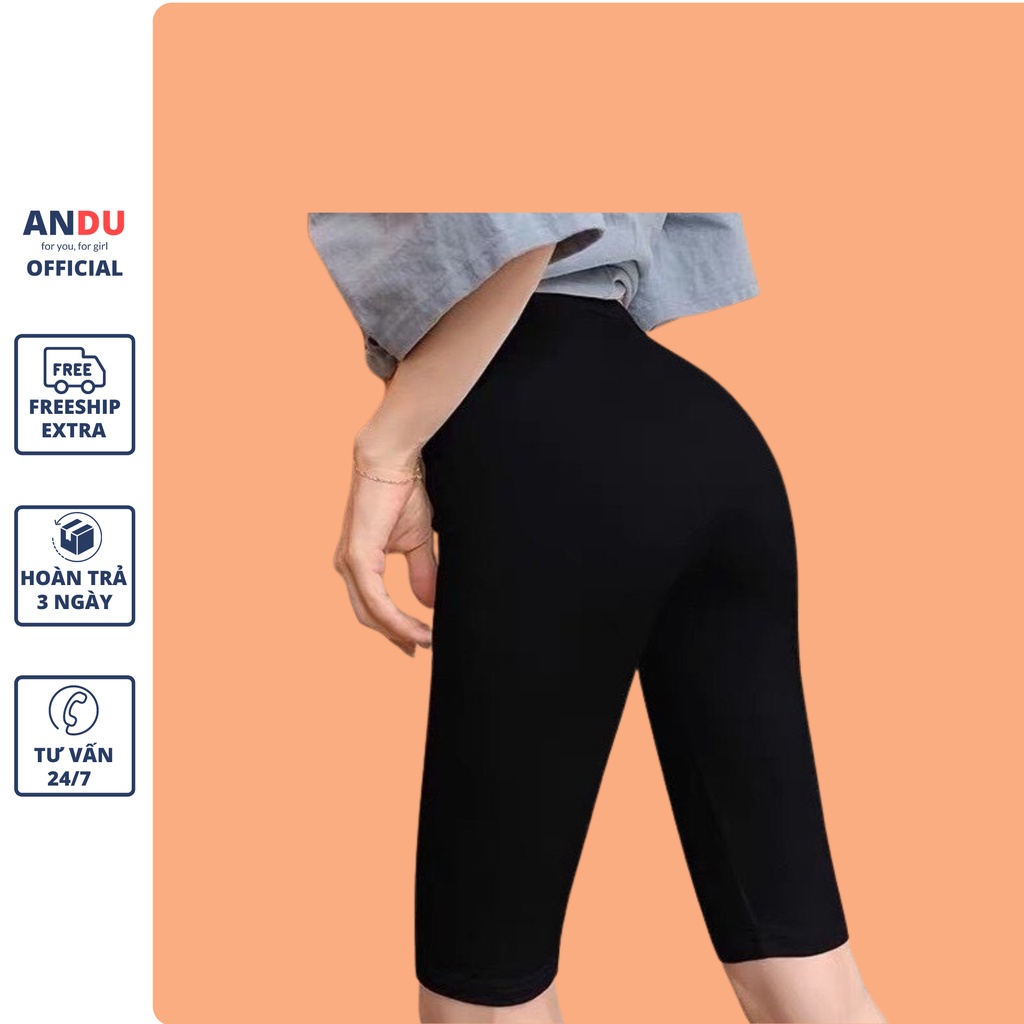 Quần legging đùi, quần legging lửng cạp chun nâng mông cạp cao siêu co giãn AnDuShop