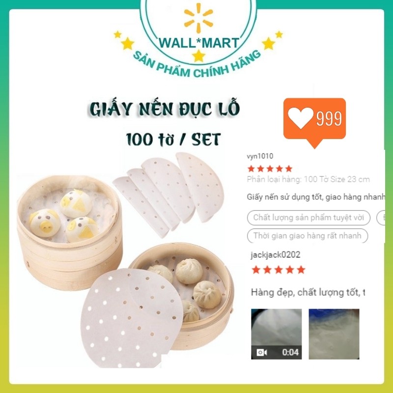 Combo 100 giấy nến đục lỗ cho nồi chiên không dầu - dụng cụ lót nướng làm bánh WALLMART WM69