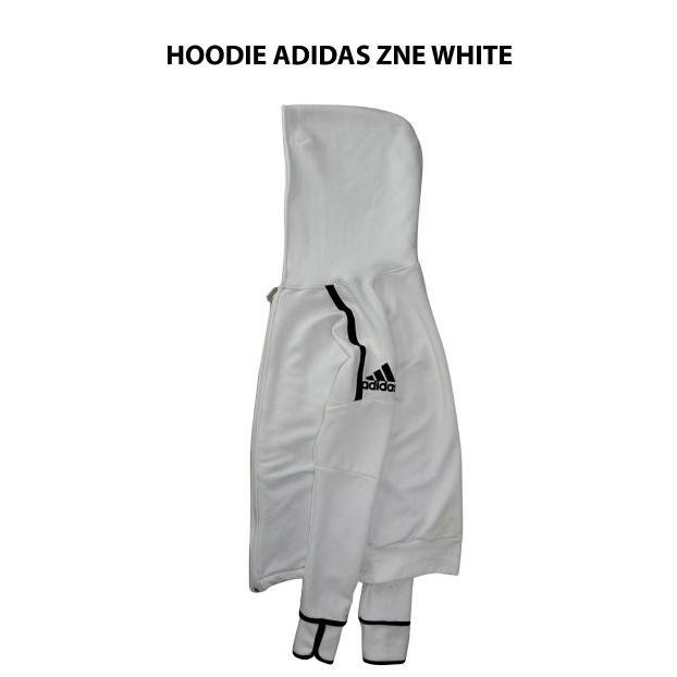 Áo Khoác Hoodie Màu Trắng In Logo Adidas Năng Động Thời Trang