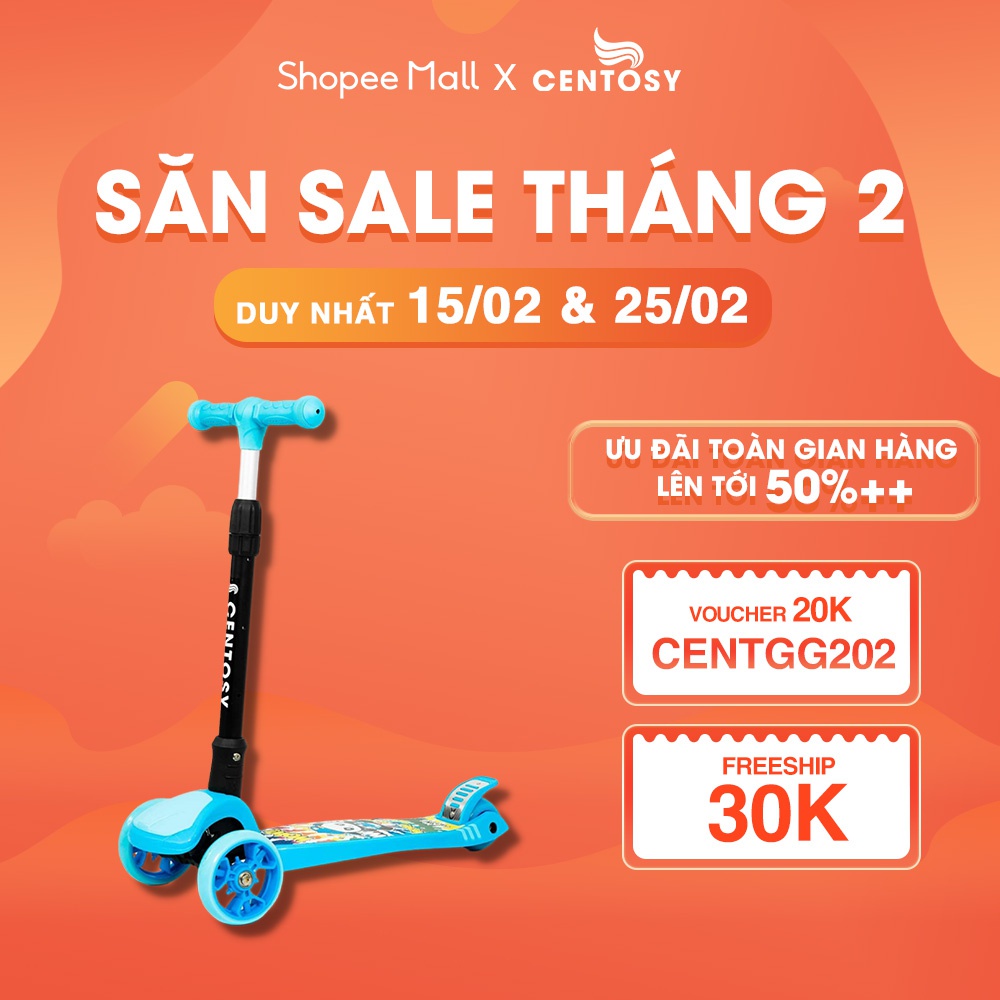 Xe Scooter Trẻ Em Từ 3-9 Tuổi Cao Cấp [Scooter Centosy MHBC 017C] - In Hình Bắt Mắt, Có Đèn Nháy - Centosy Miền Bắc