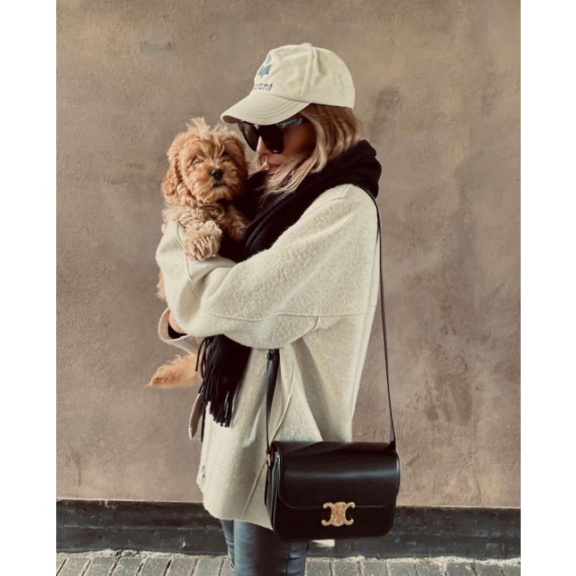 Túi chéo nữ C.E TRIOMPHE sz19cm da xước kiểu dáng sang chảnh fullbox nam châm