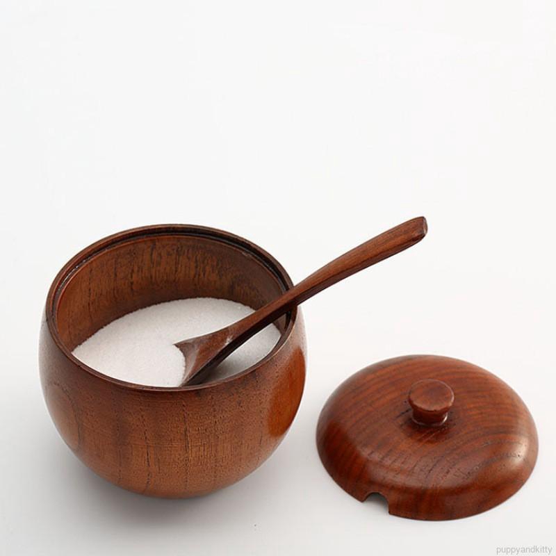 Hũ đựng gia vị bằng gỗ phong cách retro chất lượng