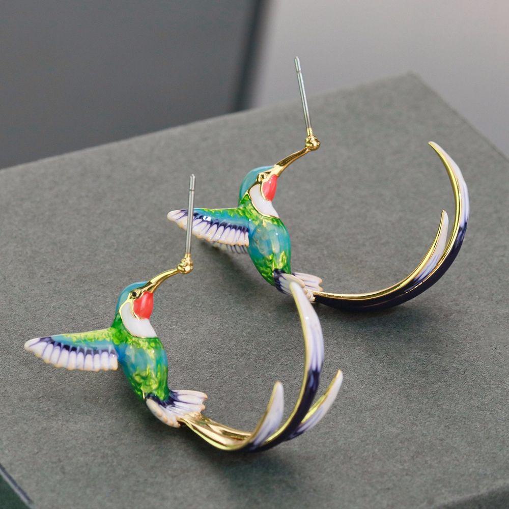 Vanes1 Bông Tai Hình Chim Ruồi Bằng Đồng Thời Trang Hàn Quốc Cá Tính Cho Nữ