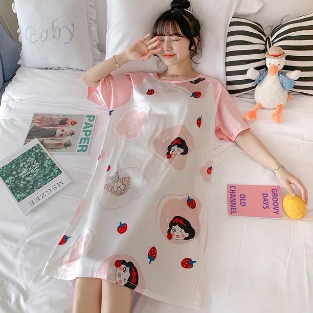 (ORDER) Váy ngủ lụa cộc tay hoạt hình cute, hàng Quảng Châu (20 mẫu - kéo ảnh xem thêm)
