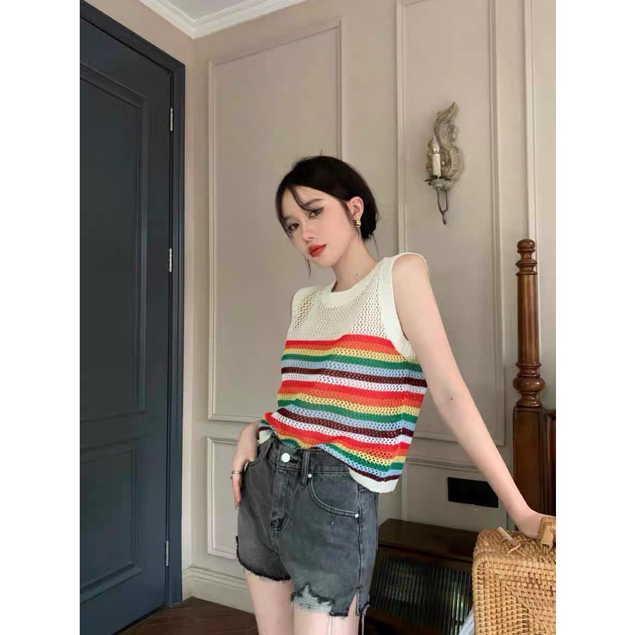 Áo len lưới sát nách sắc màu,thoáng mát,cực dễ mix đồ,hàng quảng châu đẹp mê-Minxy shop