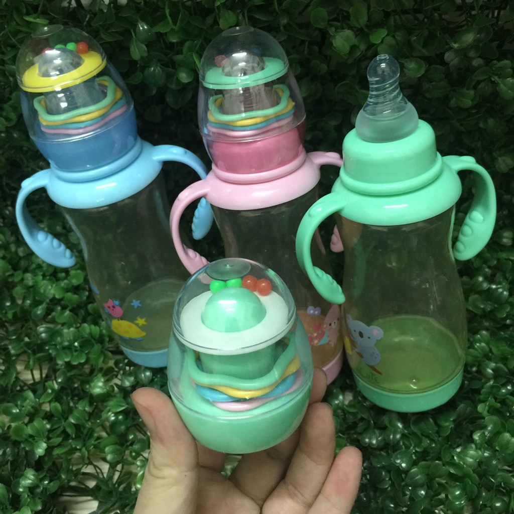 Bình sữa Nhật Bản Babuu Baby 120ml/ 270ml có tay cầm kèm đồ chơi cho bé