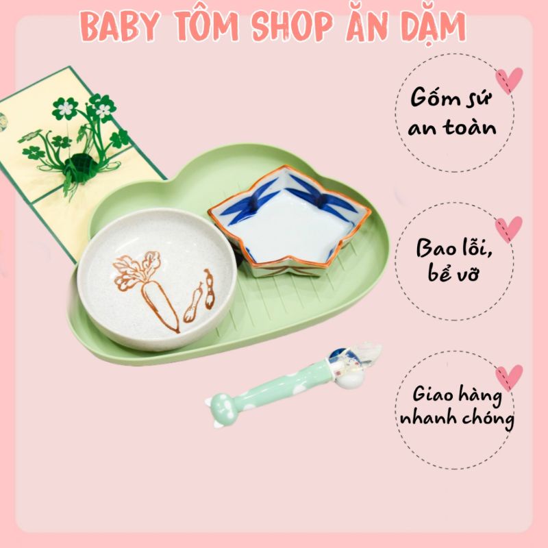 Combo bát ăn dặm gốm Nhật NPP Baby Tôm