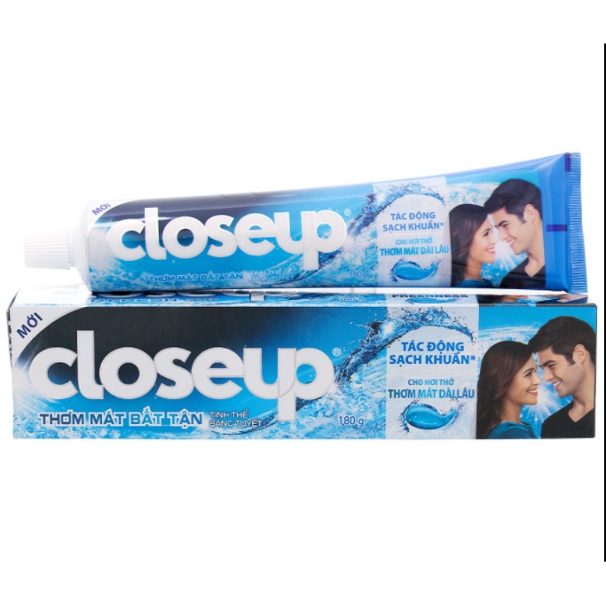 Kem đánh răng thơm miệng CLOSEUP Tinh Thể Băng Tuyết 180g (Xanh Dương) kem đánh răng dạng gel