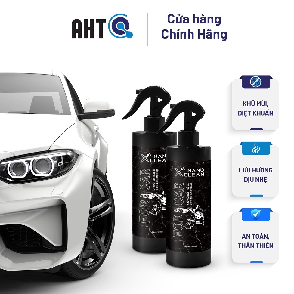 [Combo 2] Chai xịt diệt khuẩn khử mùi xe ô tô, khử mùi xe hơi Nano Xclean For Car 500ml-Khử mùi Say xe, Hải Sản, Ẩm mốc