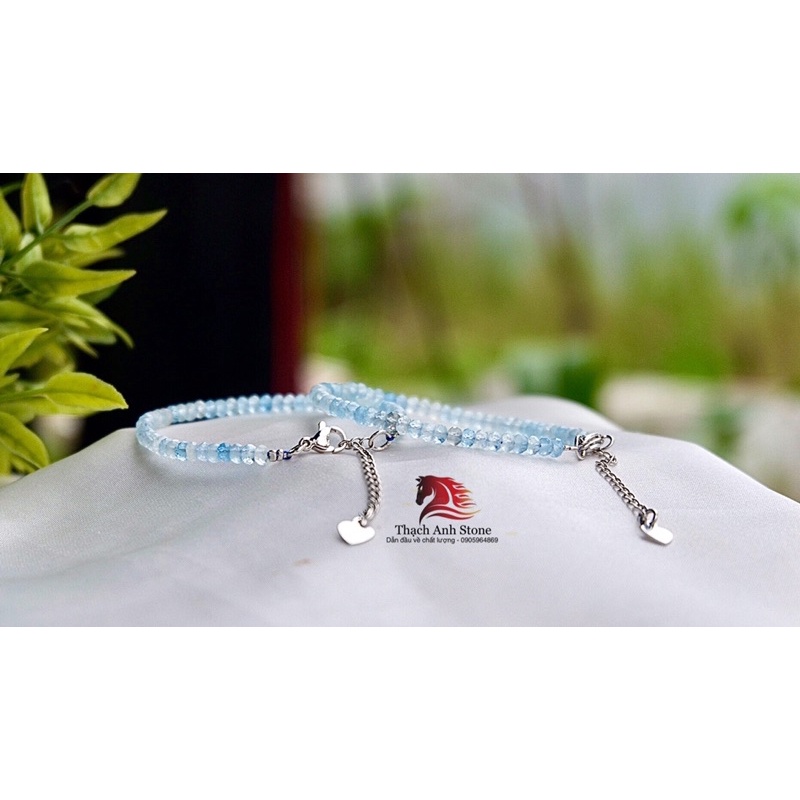 Vòng tay aquamarine thach anh cắt giác
