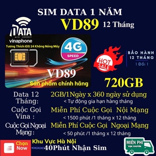 Sim Data VD89 Vinaphone Miễn Phí 720GB Và Gọi 12 Tháng