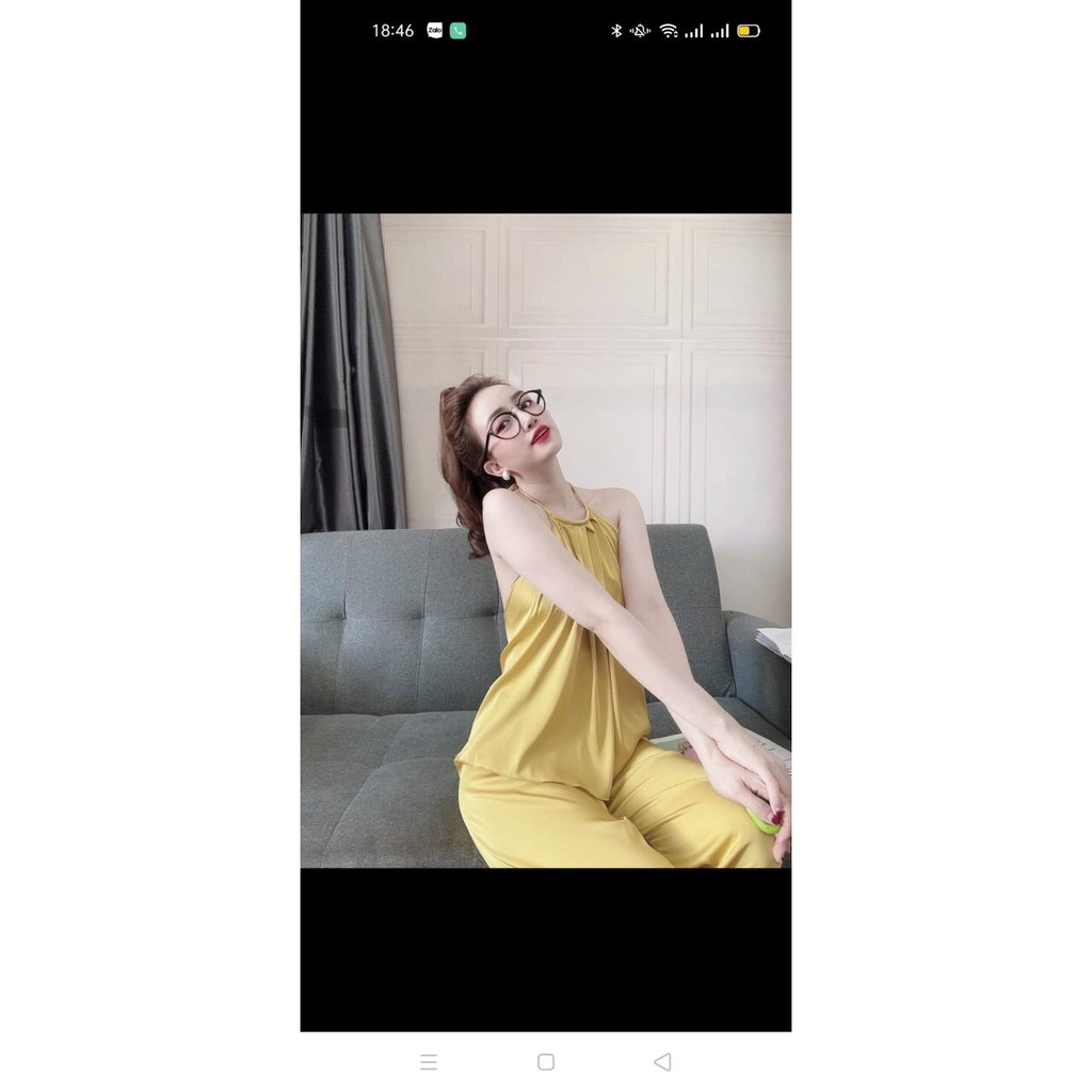 🌹🌹sét đồ ngủ áo yếm cổ gấp ly quần dài sexy lụa satin siêu xinh🌹🌹