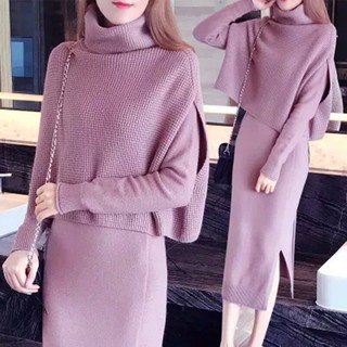 Set đầm dài và áo len tay dài thời trang tinh tế cho nữ