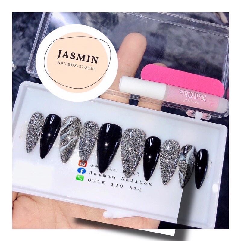 Nail box thiết kế sẵn mẫu đen flash có làm theo yêu cầu