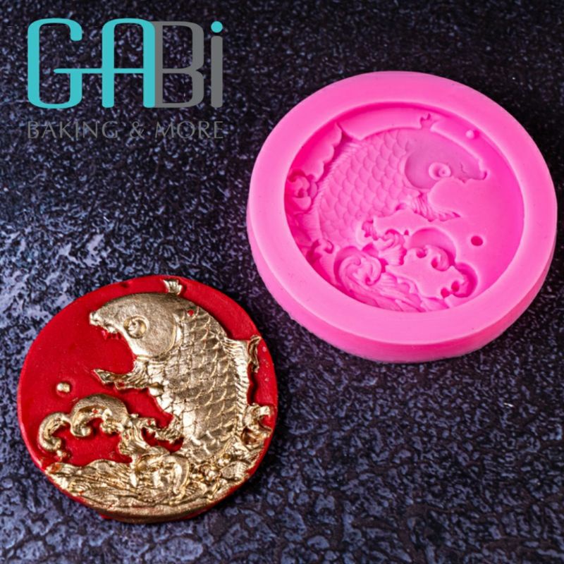 Khuôn fondant silicon hoa mẫu đơn + cá chép