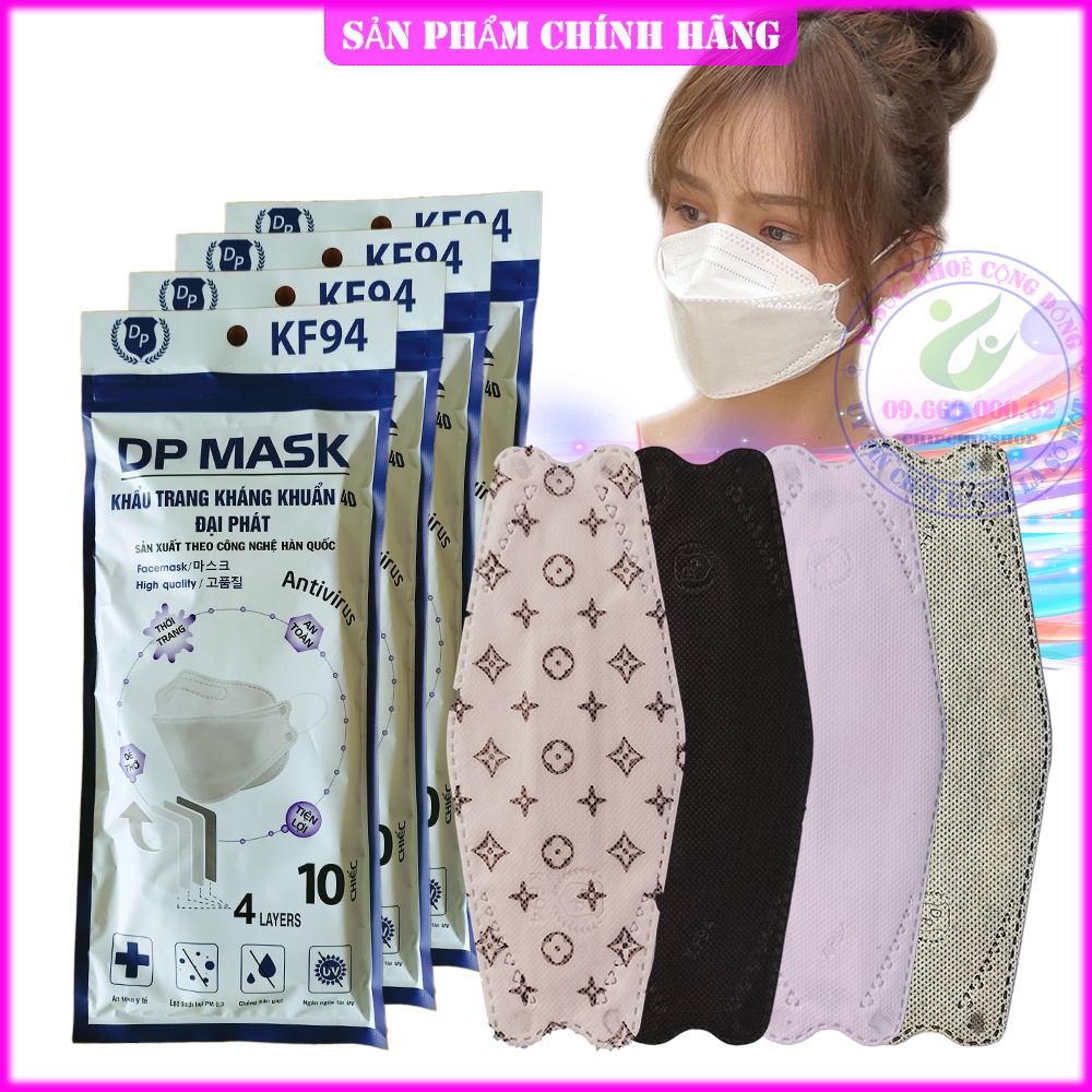 [Túi 10 Chiếc] Khẩu trang 4D DP Mask KF94 cao cấp kháng khuẩn y tế chống bụi mịn 3D 5D N95. ĐP Đại Phát bán lẻ giá sỉ.