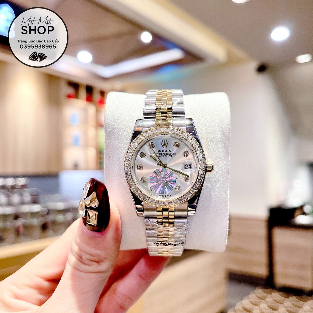 Đồng hồ nữ Dòng Rolex tem 7 màu nay về demi mặt trắng trơn