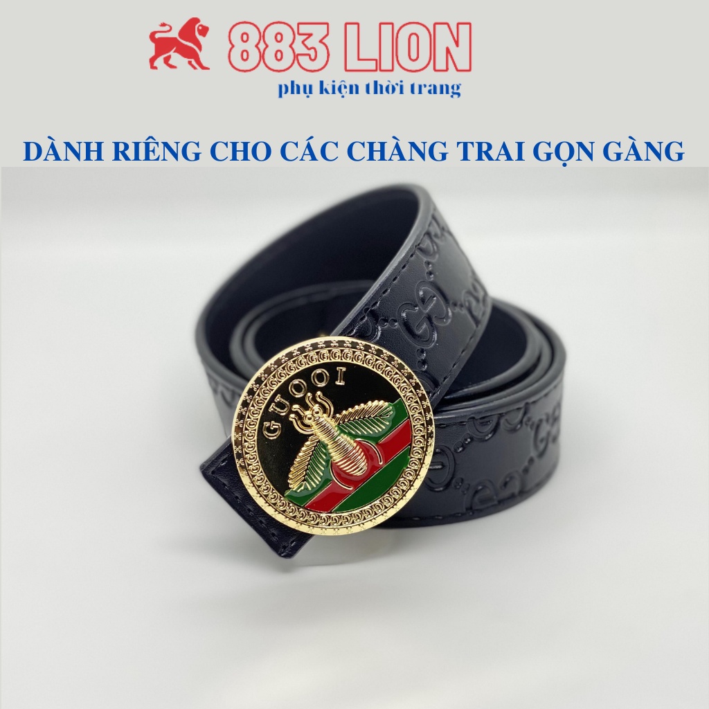 Thắt Lưng Nam Gucci/ Dây Nịt Nam Mặt Con Ong Cao Cấp Chất Liệu Mặt Thép Không Gỉ, Dây Mềm Da Tổng Hợp PVC Màu Đen