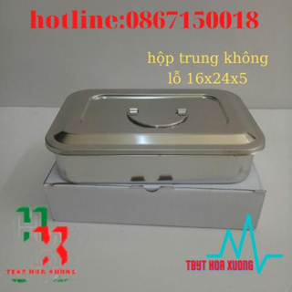 Hộp Đựng Dụng Cụ Inox 304-Hộp Tiểu Phẩu Trung Không Lỗ 16x24x5cm