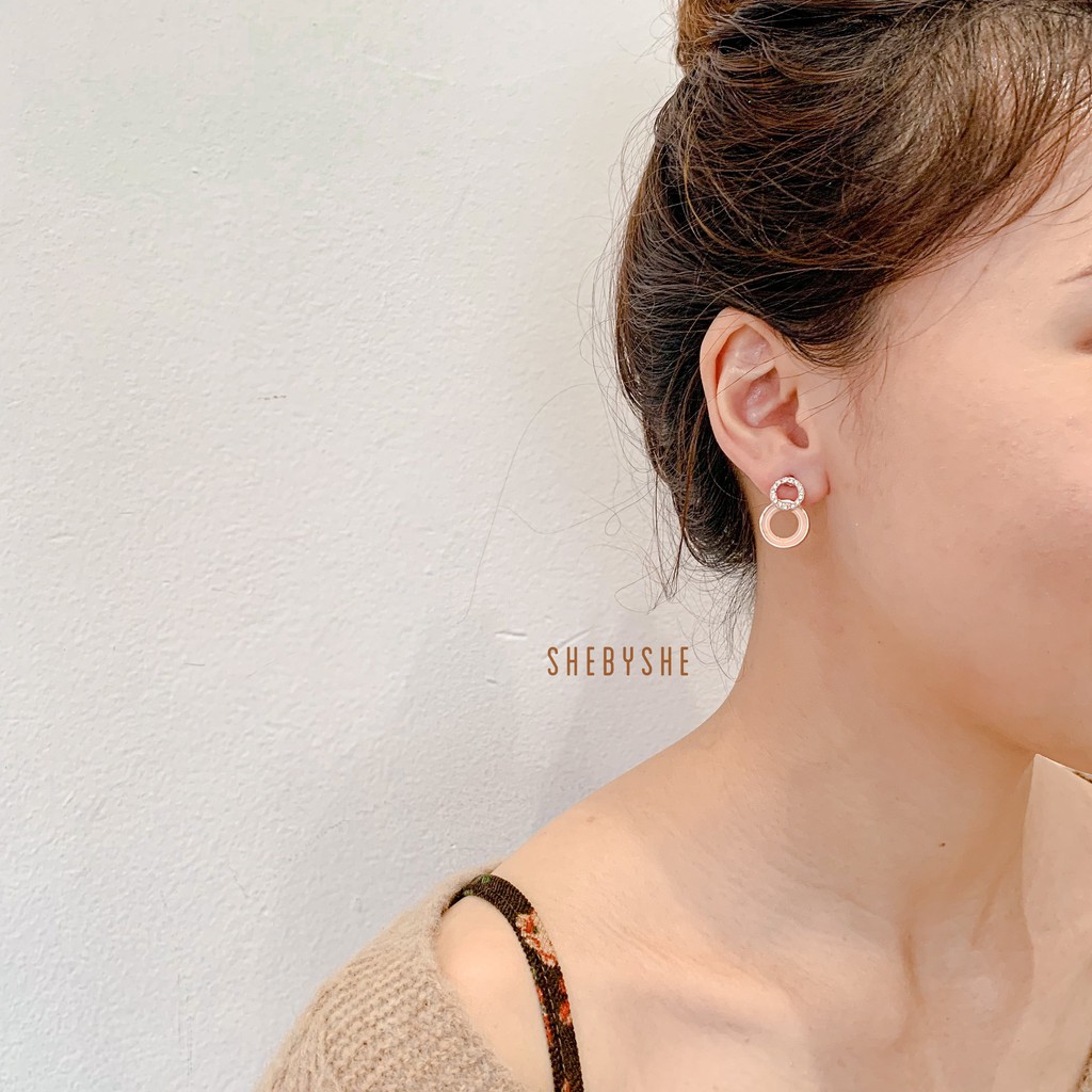 Bông tai nữ mạ vàng đính đá SHEBYSHE - K23.2