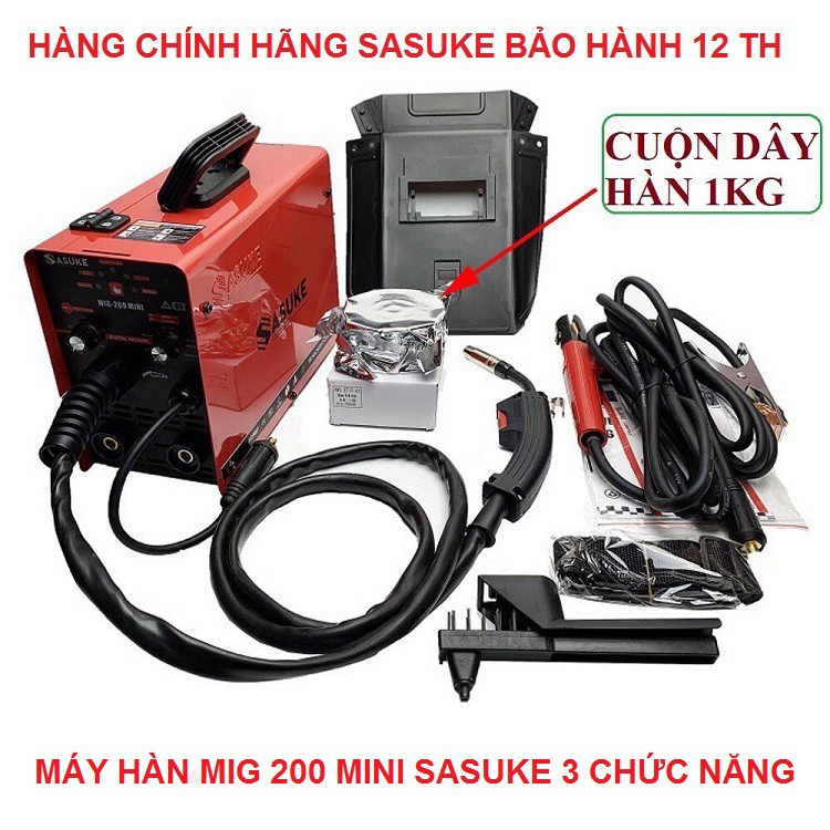 Máy Hàn Khí Sasuke Mic 200 Mini, Máy Hàn 3 Chức Năng Tặng Kèm 1 Cuộn Dây 1Kg - Máy Hàn Điện