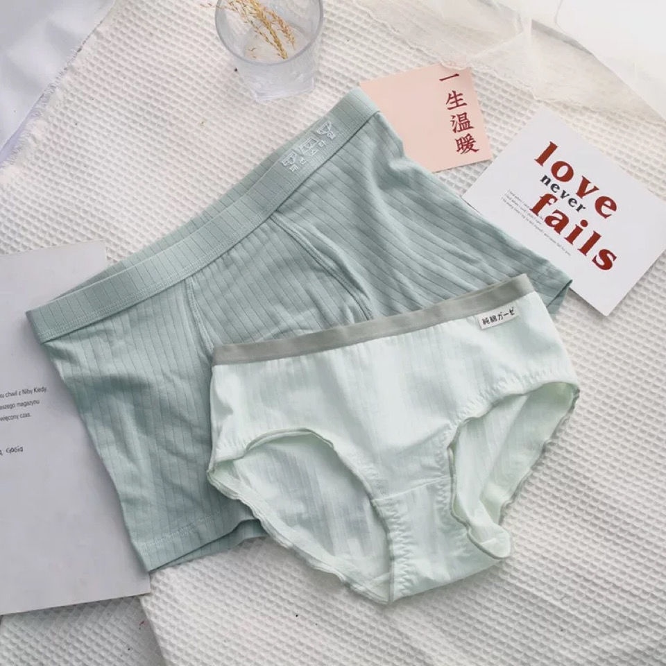 Bộ Đồ Lót Thể Thao Vải Cotton In Chữ Thiết Kế Dễ Thương Cho Các Cặp Đôi