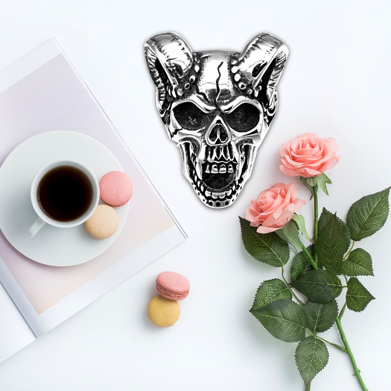 Nhẫn Hình Đầu Lâu Phong Cách Gothic Punk Cổ Điển Có Thể Điều Chỉnh Cho Nam Và Nữ