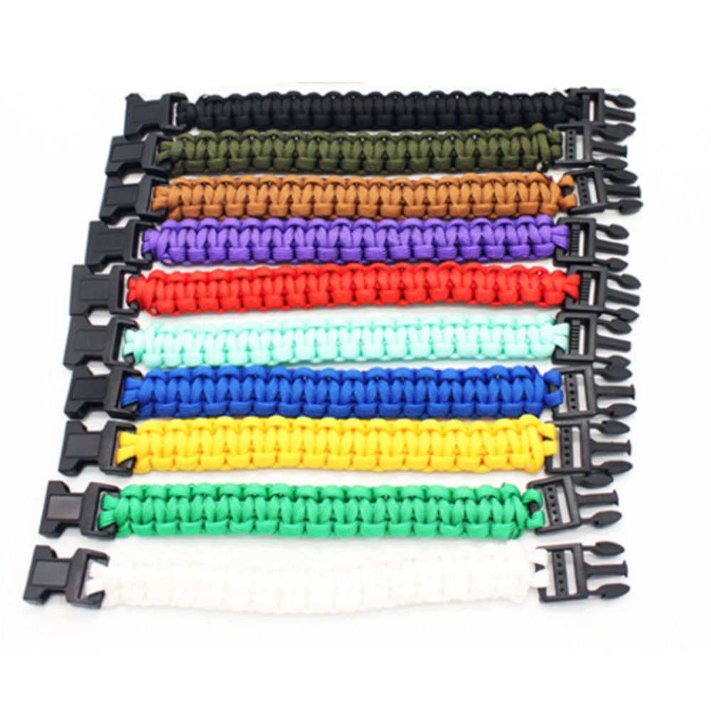 Vòng tay paracord bằng polyester dệt phối khóa nhựa độc đáo khi sinh tồn/cắm trại/khẩn cấp nhiều màu sắc tùy chọn