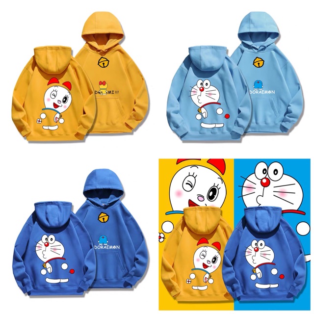 Áo hoodie vải nỉ lót bông dày dặn in Dore chu