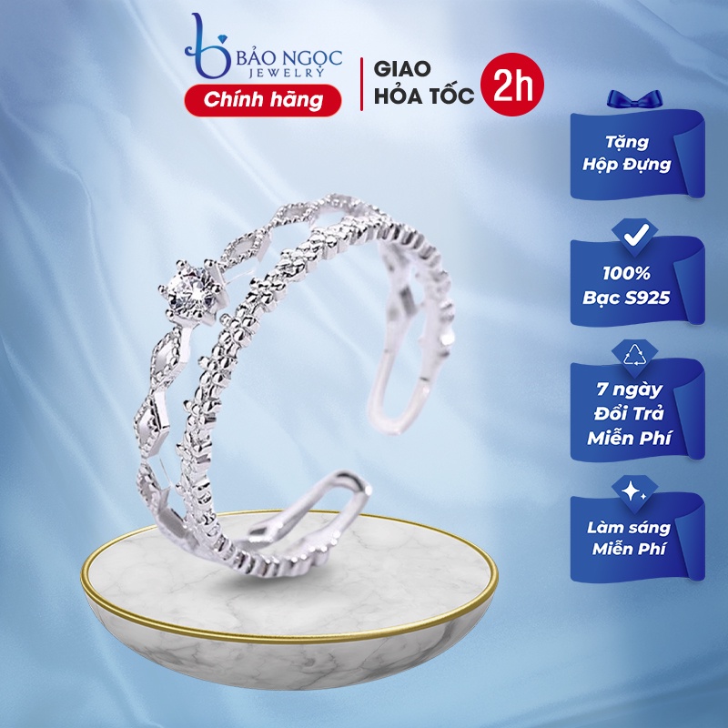 Nhẫn Bạc Nữ S925 Dạng Nhẫn Kép Điều Chỉnh Được Size - N2619 - Bảo Ngọc Jewelry