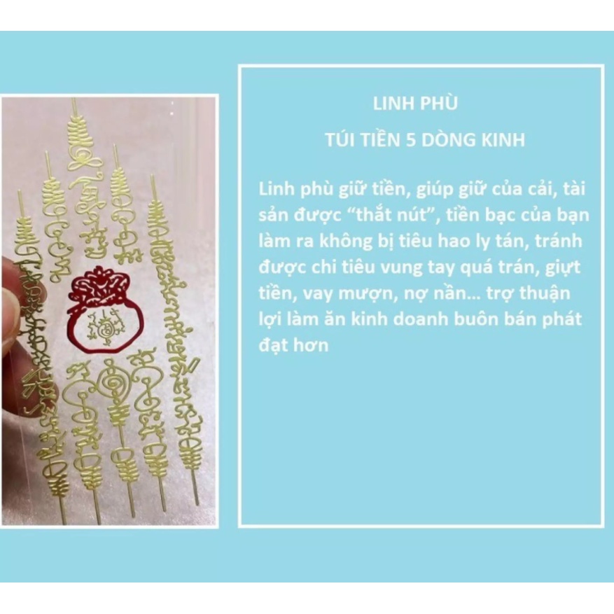 Miếng Dán Trang Trí Linh Phù 5 Dòng Kinh Túi Tiền Linh Phù Dán Điện Thoại Tài Lộc Bình An Phong Thủy Full Size