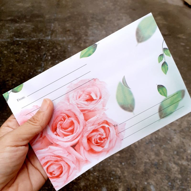 Xấp 20 Bao thư trắng in hoa cao cấp có keo dán miệng