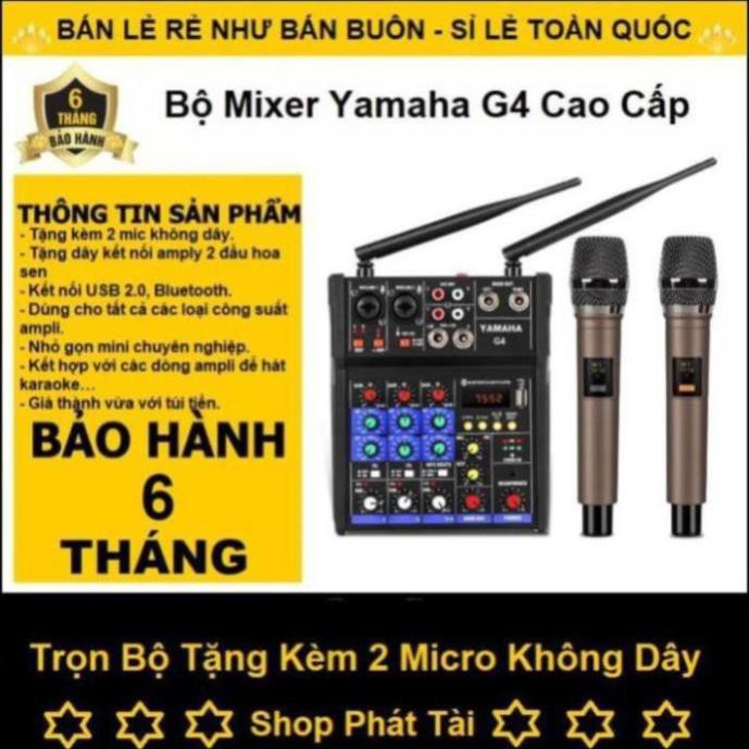 Bộ Mixer Yamaha G4 USB - Bộ trộn âm thanh Mixer Chuyên Karaoke, Livestream, Thu Âm Cao Cấp - Tặng Kèm 2 Micro Không Dây