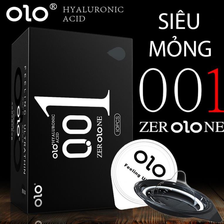 Bao Cao Su Siêu Mỏng OLO 001 Feeling Ultrathin Bao Cao Su Nhiều Gel Bôi Trơn Hộp 10 BCS