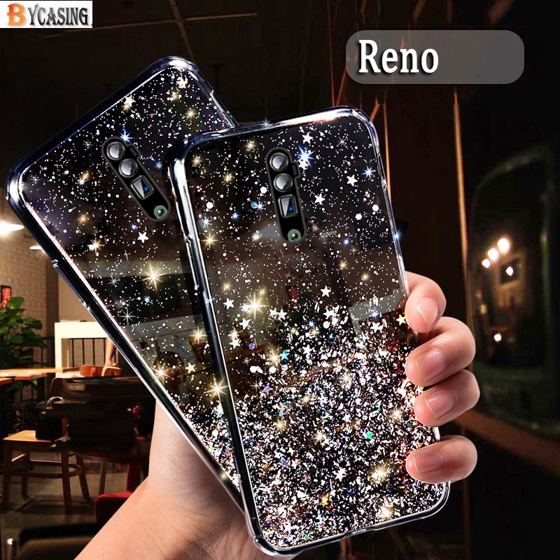 Ốp điện thoại mềm đính sequin hình bầu trời đầy sao lấp lánh cho OPPO Reno 5 Reno 2 Reno 10X Zoom A15S A93 A52 A92 A1K