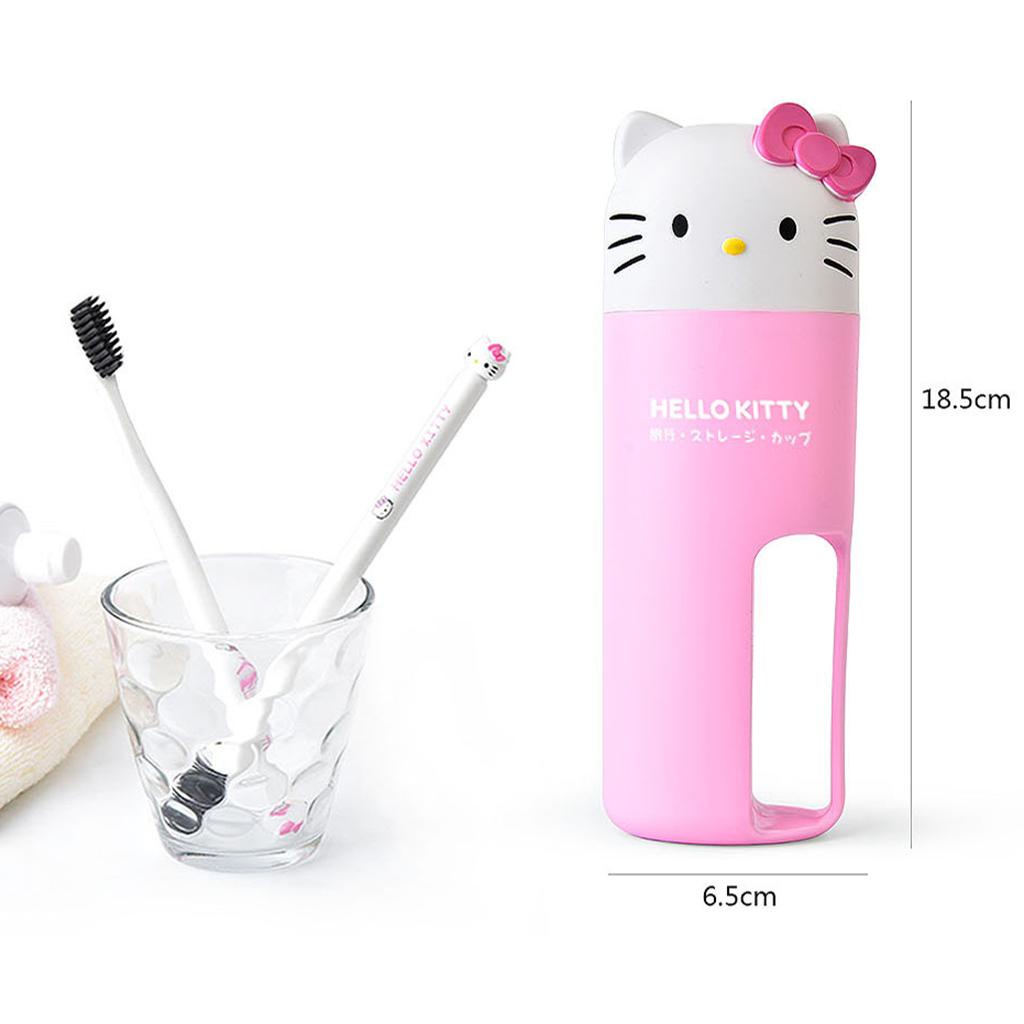 Hộp đựng bàn chải du lịch và ly vệ sinh mang đi Hello Kitty PINK218 Pink Xinh Decor màu hồng xinh xắn đồ dùng cho bé