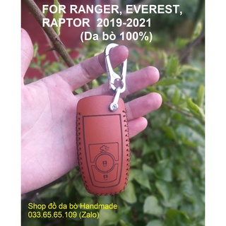 [Da bò 100%] Bao da chìa khoá Ford Ecosport, Everest, Ranger, Explorer, ford raptor 2019-2023 kèm tặng móc khóa