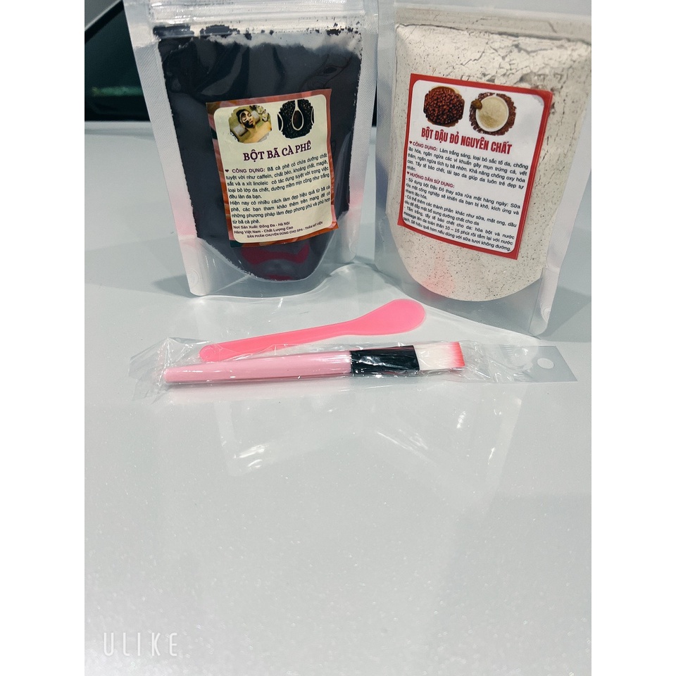 Combo đậu đỏ 100gr+ bã cafe 100g( tặng thìa)